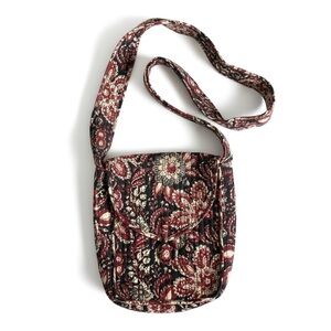 Anokhi Quilted Cotton Crossbody Bag Block Print Boho Red Black India O/S